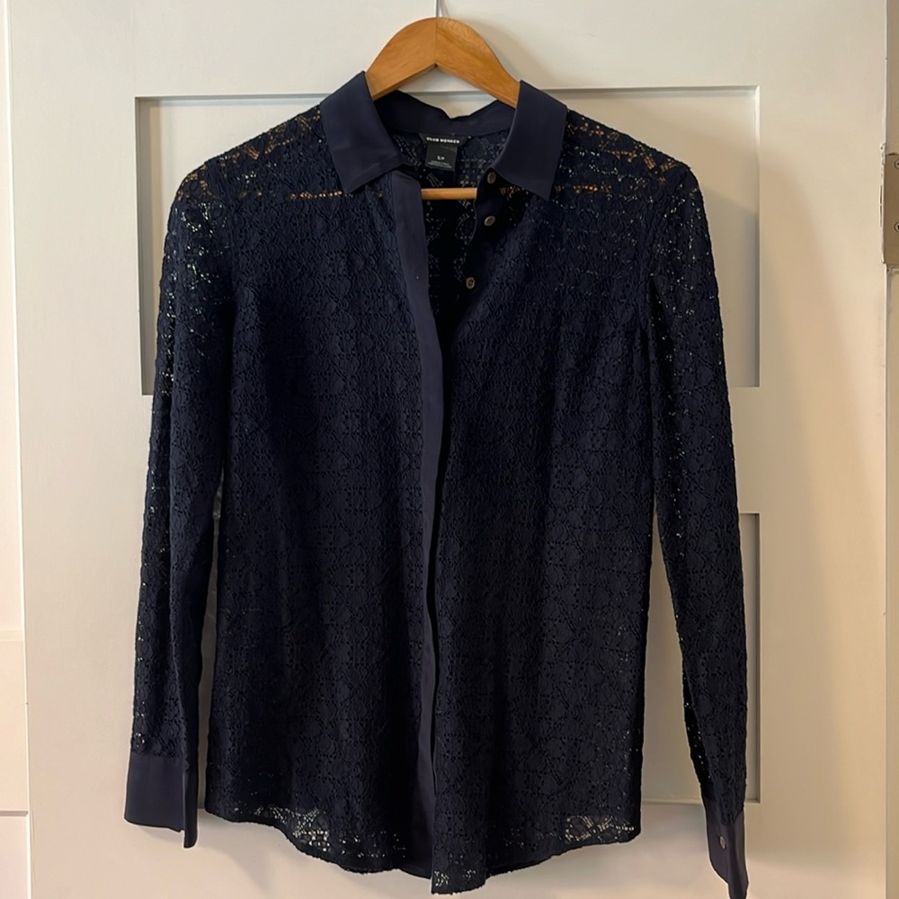 Club Monaco Lace Shirt with Silk Trim